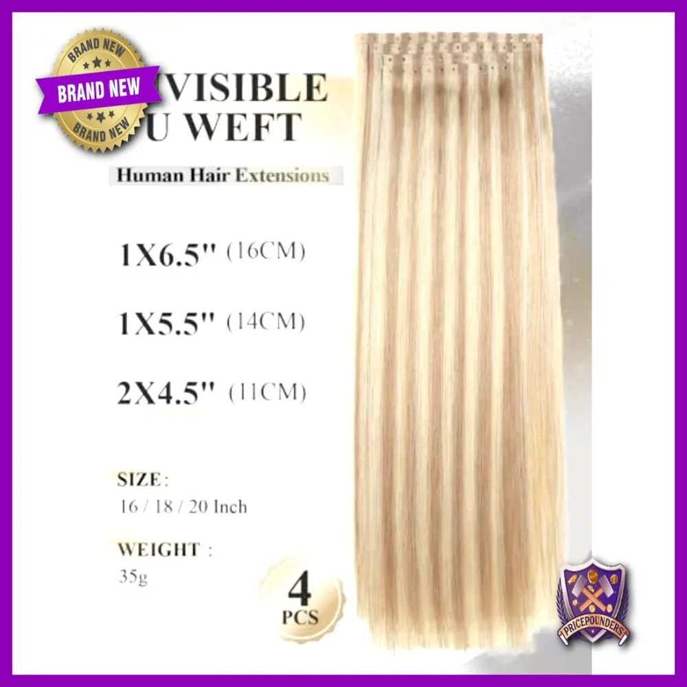 Human Hair Extensions 18 Inch Micro Bead Invisible Weft 4 Pieces